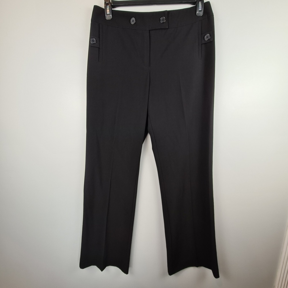 SC Collection Womens Dress Pants Sz 12‎ Black Stretch Button Detail Straight Leg
